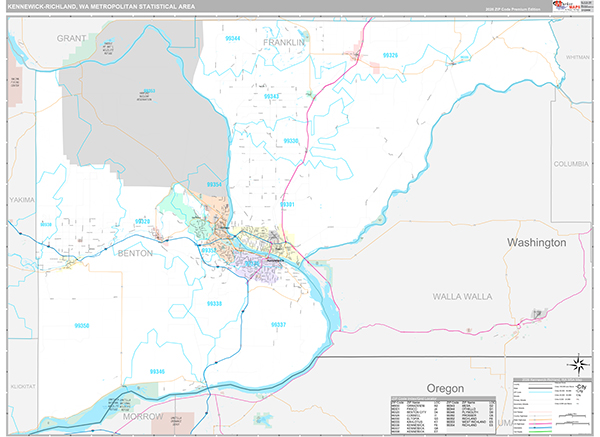Kennewick-Richland, WA Metro Area Wall Map